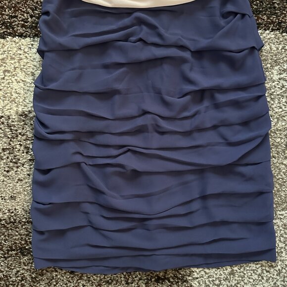 EXPRESS (Size 10) Light Pink Dark Blue Crepe Chiffon Ruched Dress Sleeveless - Picture 4 of 11